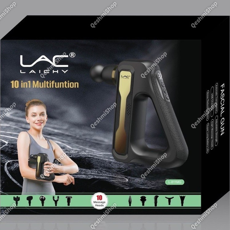 ماساژور تفنگی شارژی LAICHY مدل L-811MG گان ماساژ 8 سری 32 سرعت نمایشگر دیجیتال